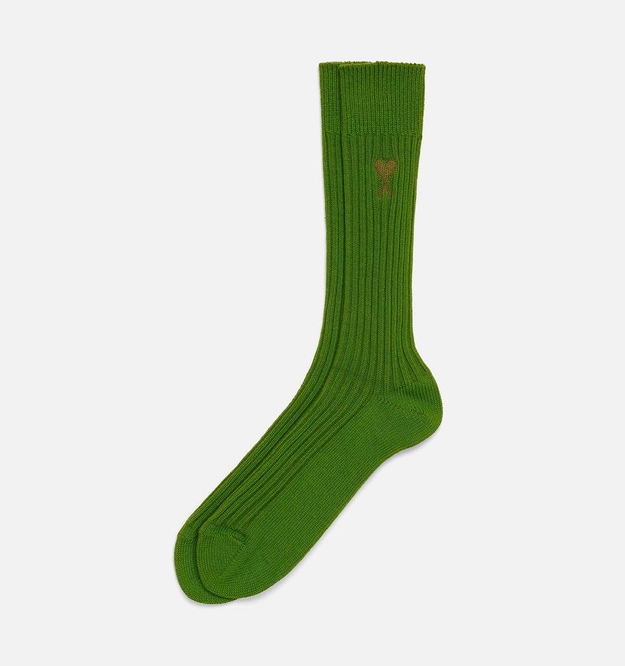 Ami Paris Ami De Coeur Plain Socks Green | ami_US349