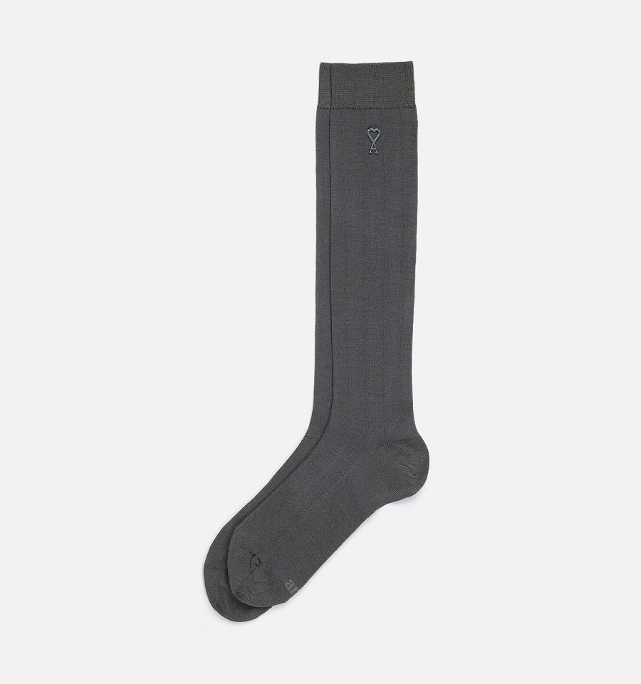 Ami Paris Ami Socks In Silk Socks Grey | ami_US383