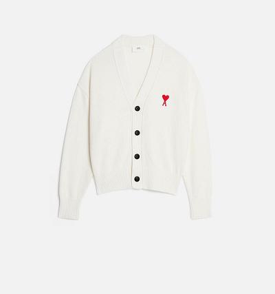 Ami Paris Ami de Coeur Cardigans White | ami_US233