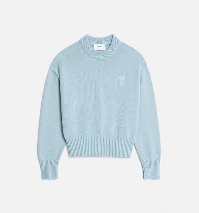 Ami Paris Ami de Coeur Crewneck Sweaters Blue | ami_US190