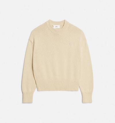 Ami Paris Ami de Coeur Crewneck Sweaters Beige | ami_US495