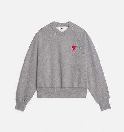 Ami Paris Ami de Coeur Crewneck Sweatshirts Grey | ami_US330