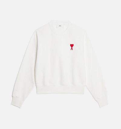 Ami Paris Ami de Coeur Crewneck Sweatshirts White | ami_US437