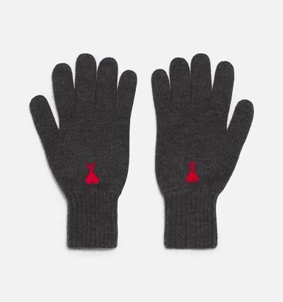 Ami Paris Ami de Coeur Gloves Grey | ami_US546