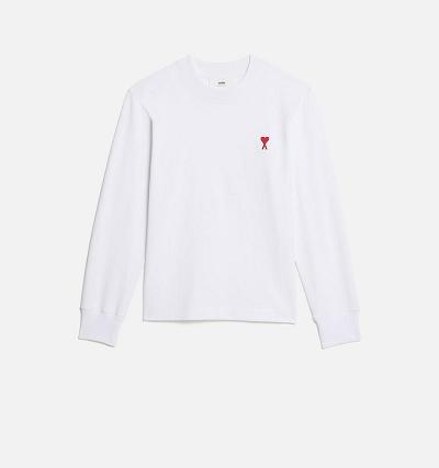 Ami Paris Ami de Coeur Long Sleeves T Shirts White | ami_US508