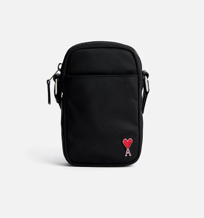 Ami Paris Ami de Coeur Phone Pouch Bags Black | ami_US464