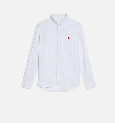 Ami Paris Button-Down Ami De Coeur Shirts Light Blue | ami_US291