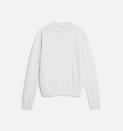 Ami Paris Tonal Ami de Coeur Crewneck Sweaters White | ami_US496