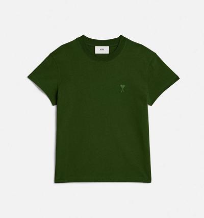 Ami Paris Tonal Ami de Coeur T Shirts Green | ami_US439