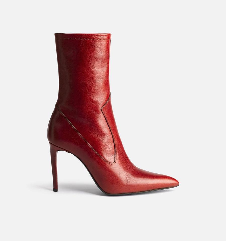 Ami Paris 9 Cm Heel Boots Red | ami_US404