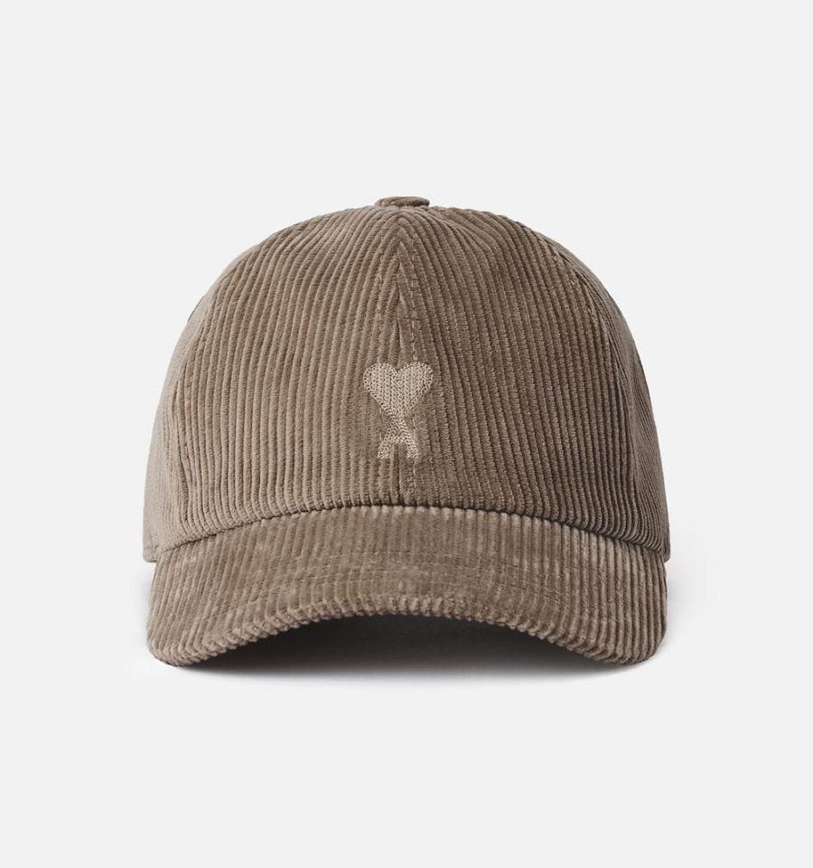 Ami Paris Ami De Coeur Embroidery Caps Brown | ami_US172