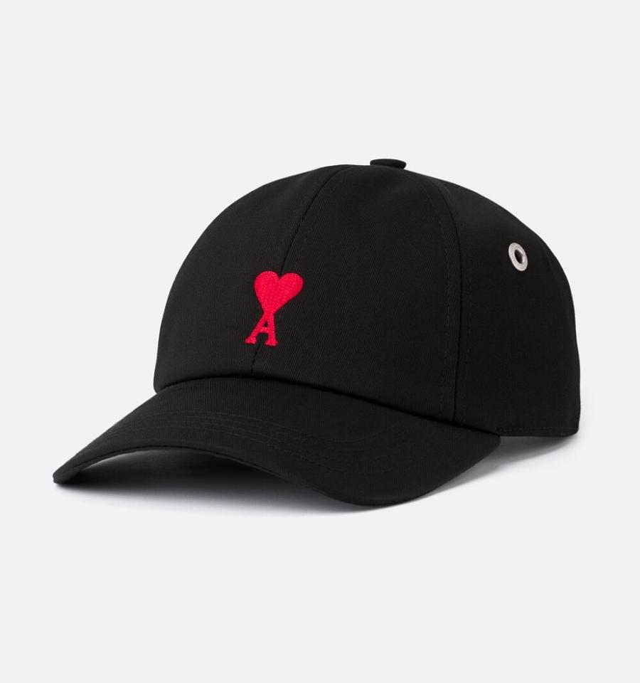 Ami Paris Ami De Coeur Embroidery Caps Black | ami_US523