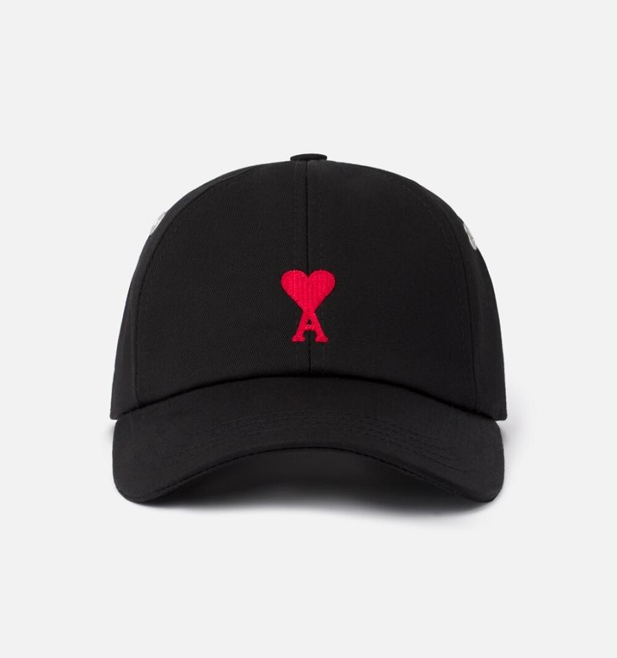 Ami Paris Ami De Coeur Embroidery Caps Black | ami_US523