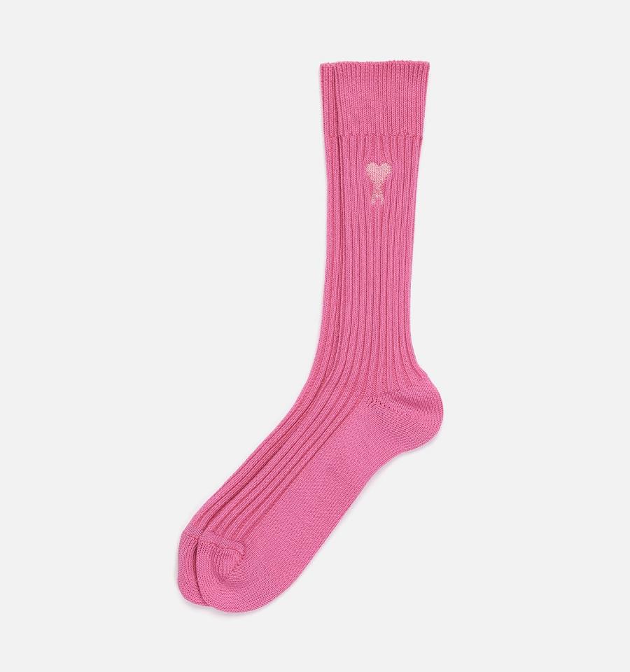 Ami Paris Ami De Coeur Plain Socks Pink | ami_US518