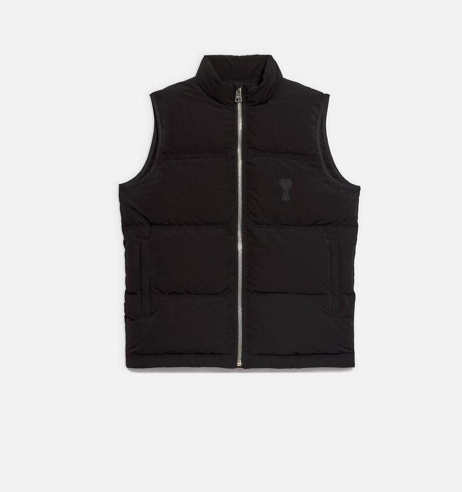 Ami Paris Ami De Cœur Sleeveless Down Jackets Black | ami_US267