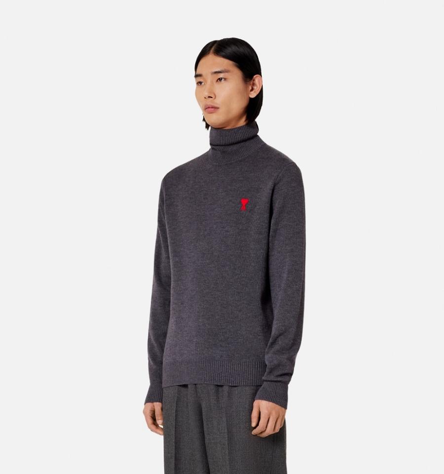 Ami Paris Ami De Cœur Turtlencek Sweaters Grey | ami_US400