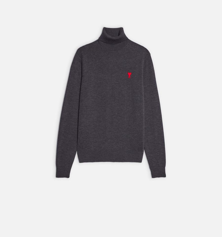 Ami Paris Ami De Cœur Turtlencek Sweaters Grey | ami_US400