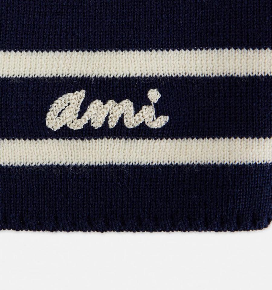 Ami Paris Ami Embroidery Sleeveless Sailor Sweaters Navy | ami_US398