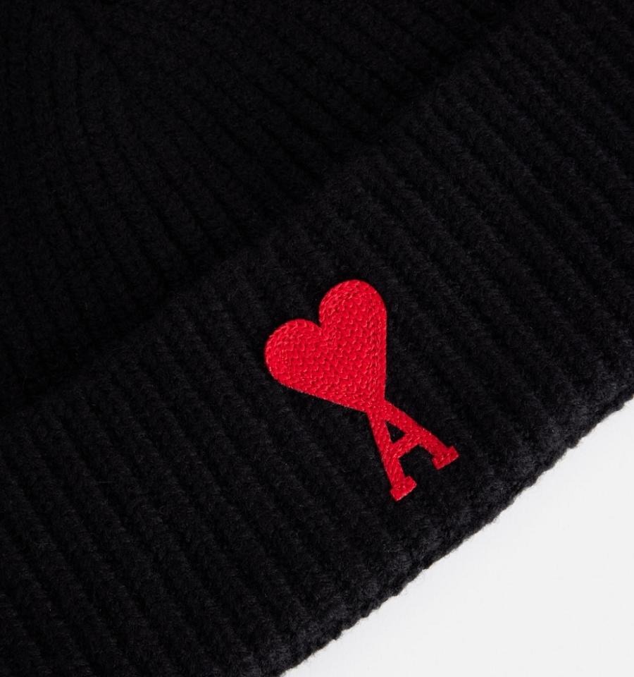 Ami Paris Ami de Coeur Beanies Black | ami_US266