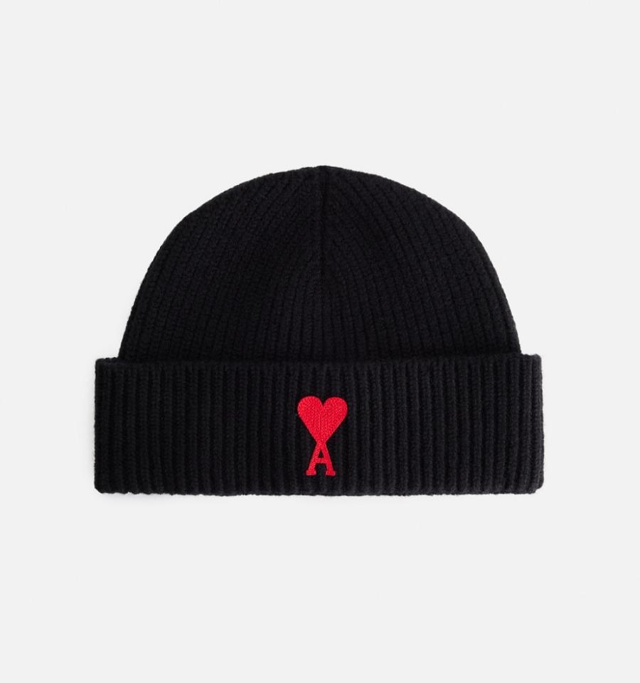 Ami Paris Ami de Coeur Beanies Black | ami_US266