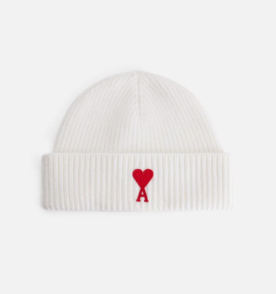 Ami Paris Ami de Coeur Beanies White | ami_US491