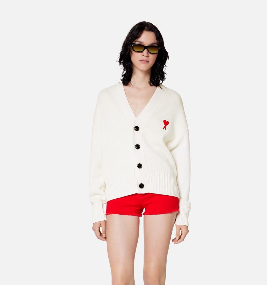 Ami Paris Ami de Coeur Cardigans White | ami_US157