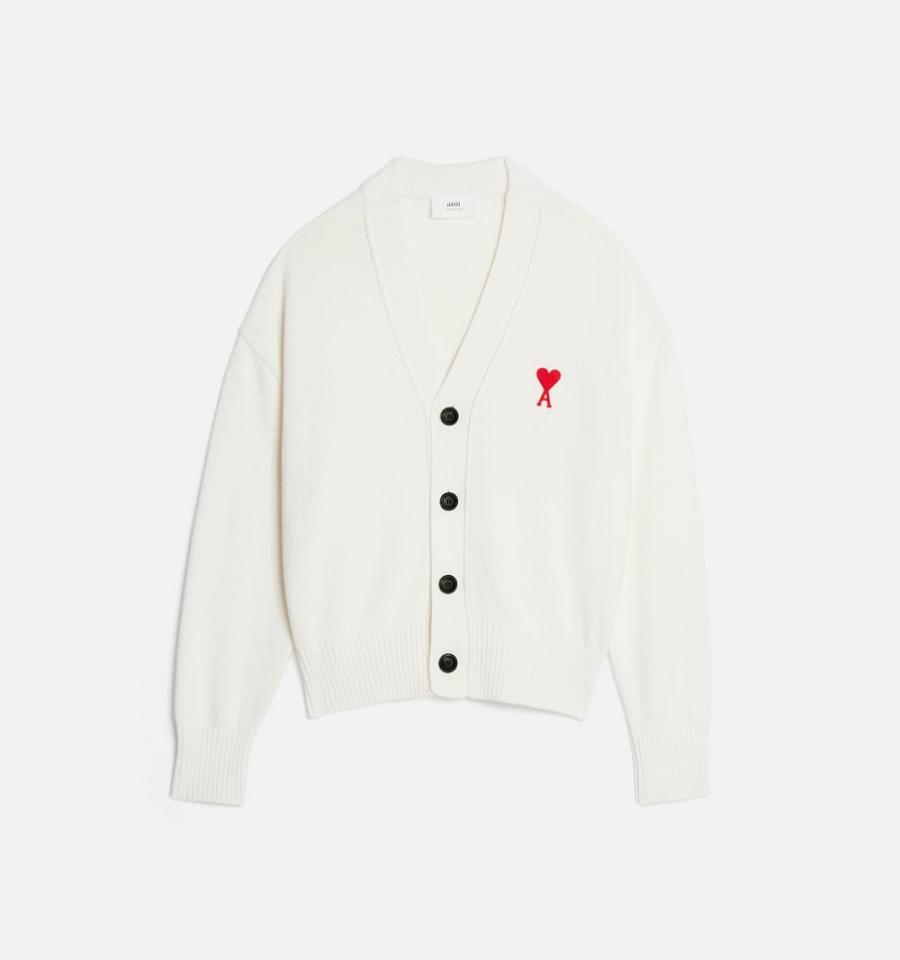 Ami Paris Ami de Coeur Cardigans White | ami_US157