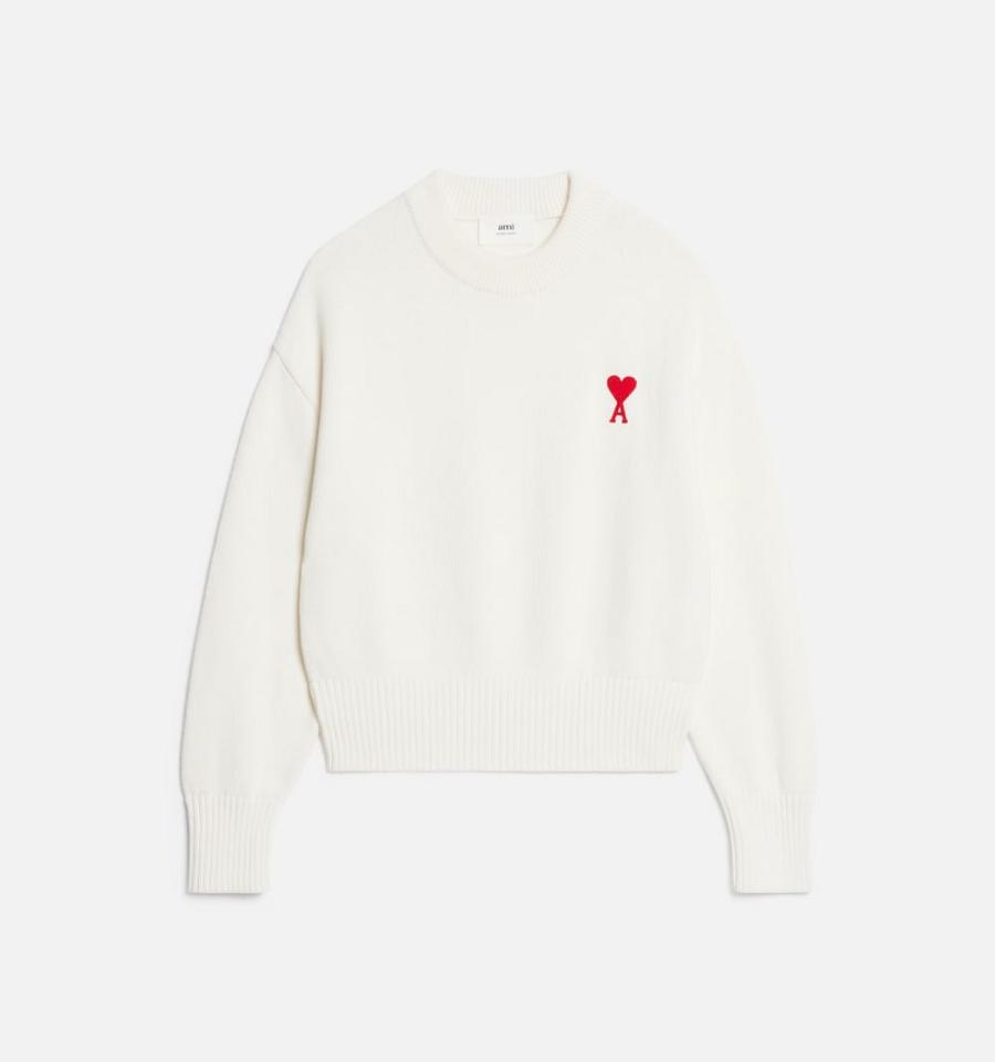 Ami Paris Ami de Coeur Crewneck Sweaters White | ami_US135