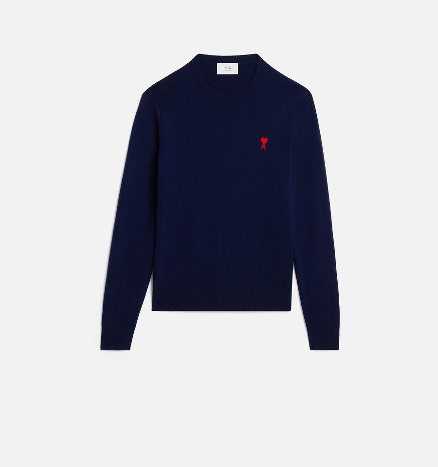 Ami Paris Ami de Coeur Crewneck Sweaters Navy | ami_US301