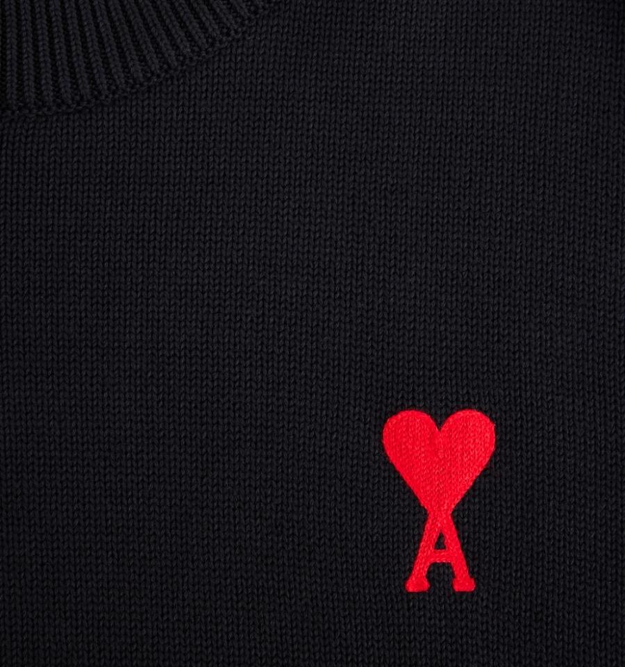 Ami Paris Ami de Coeur Crewneck Sweaters Black | ami_US613