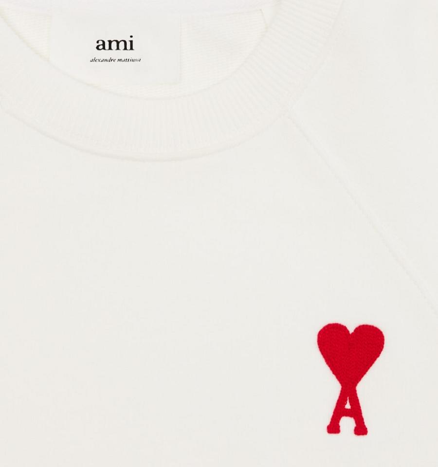 Ami Paris Ami de Coeur Crewneck Sweatshirts White | ami_US118