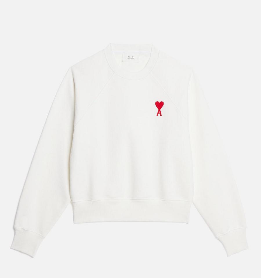 Ami Paris Ami de Coeur Crewneck Sweatshirts White | ami_US118