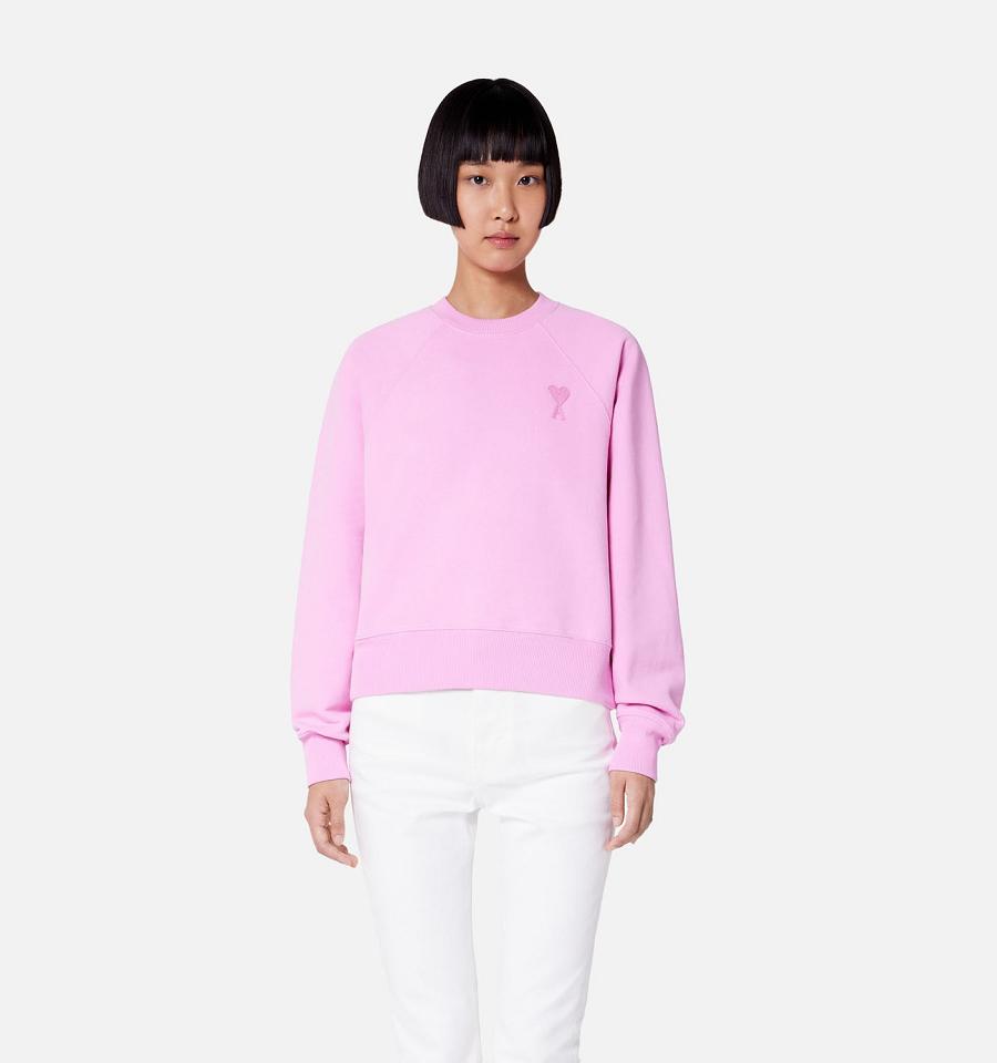 Ami Paris Ami de Coeur Crewneck Sweatshirts Pink | ami_US280