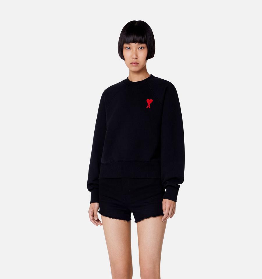 Ami Paris Ami de Coeur Crewneck Sweatshirts Black | ami_US375