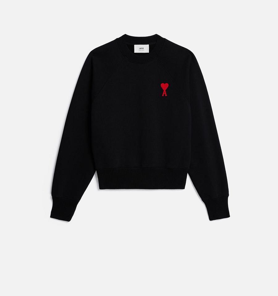 Ami Paris Ami de Coeur Crewneck Sweatshirts Black | ami_US375