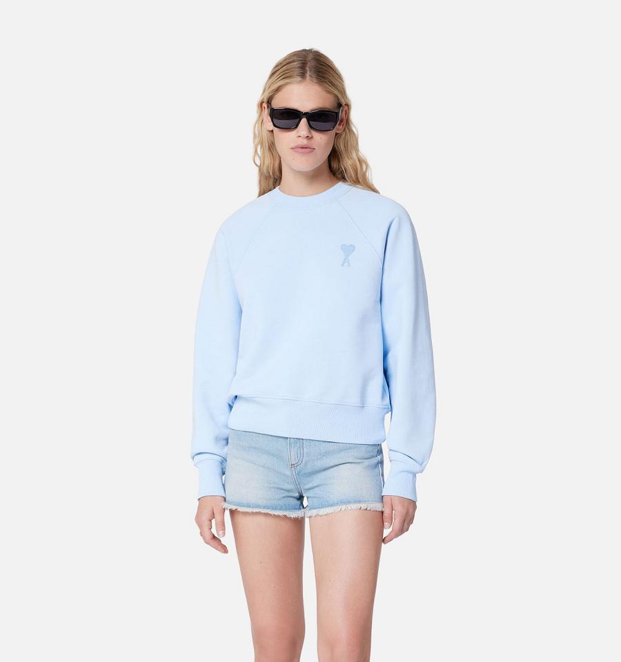 Ami Paris Ami de Coeur Crewneck Sweatshirts Blue | ami_US572