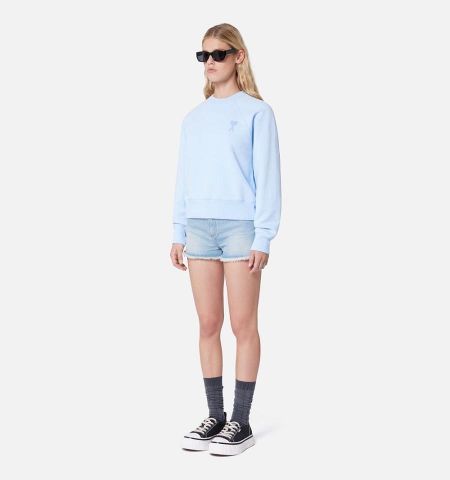 Ami Paris Ami de Coeur Crewneck Sweatshirts Blue | ami_US572