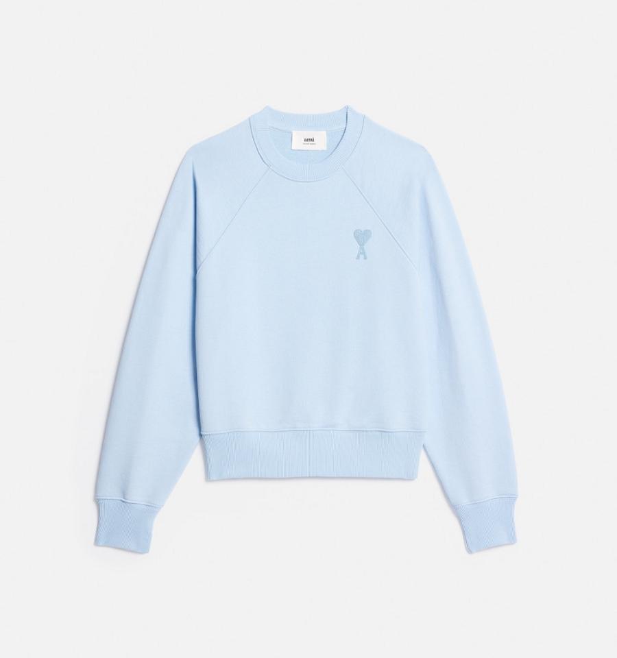 Ami Paris Ami de Coeur Crewneck Sweatshirts Blue | ami_US593