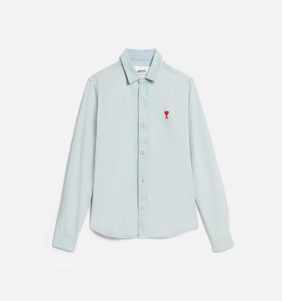 Ami Paris Ami de Coeur Denim Light Blue | ami_US467