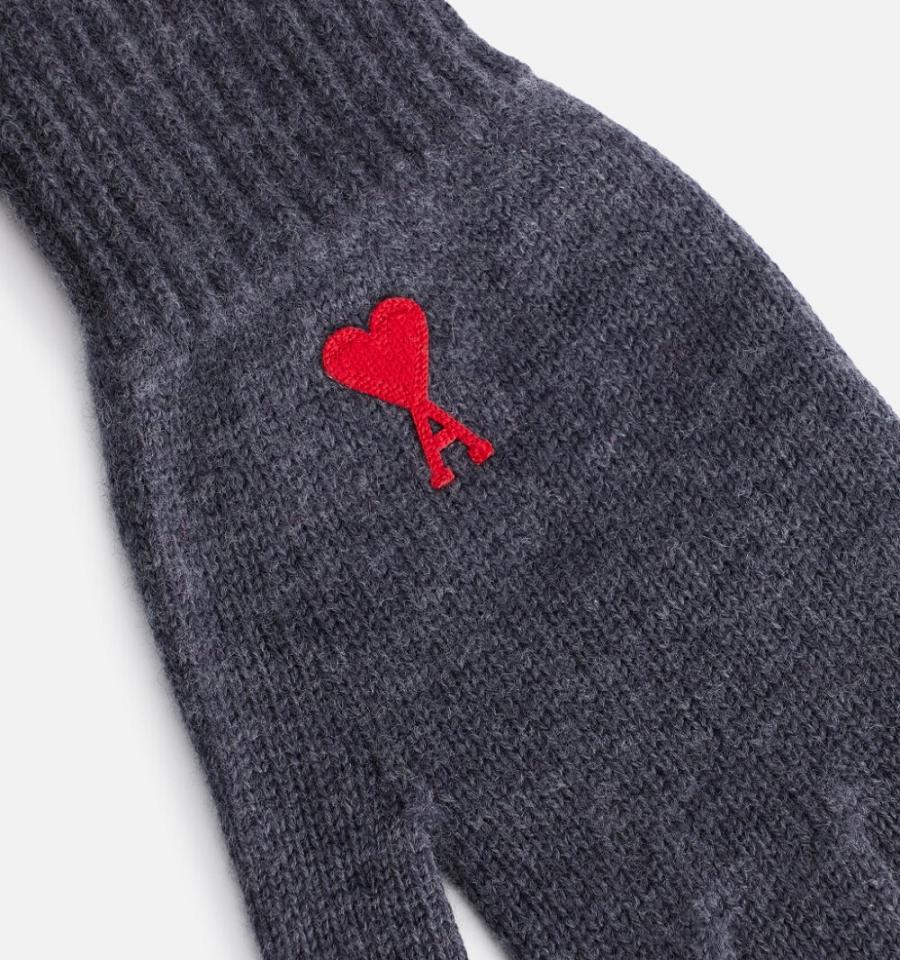 Ami Paris Ami de Coeur Gloves Grey | ami_US546