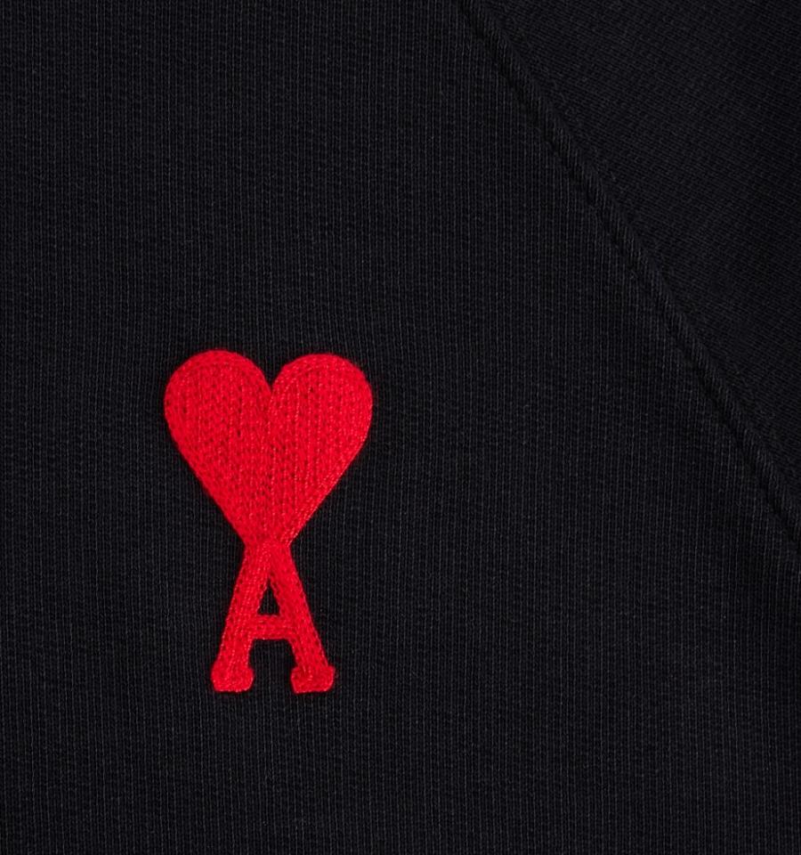 Ami Paris Ami de Coeur Hoodies Black / Red | ami_US327