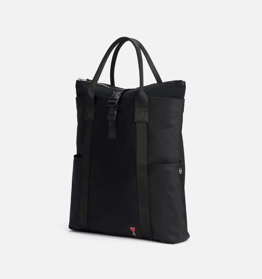 Ami Paris Ami de Coeur Hybrid Tote Backpacks Black | ami_US187