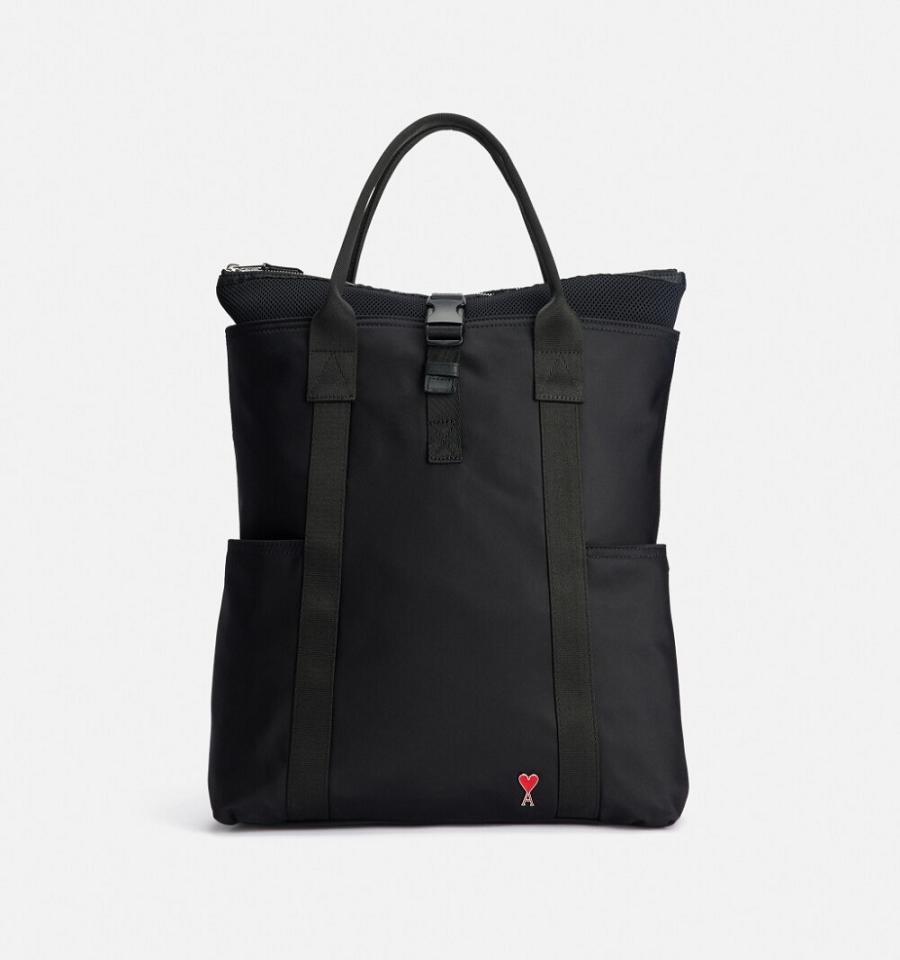 Ami Paris Ami de Coeur Hybrid Tote Backpacks Black | ami_US187