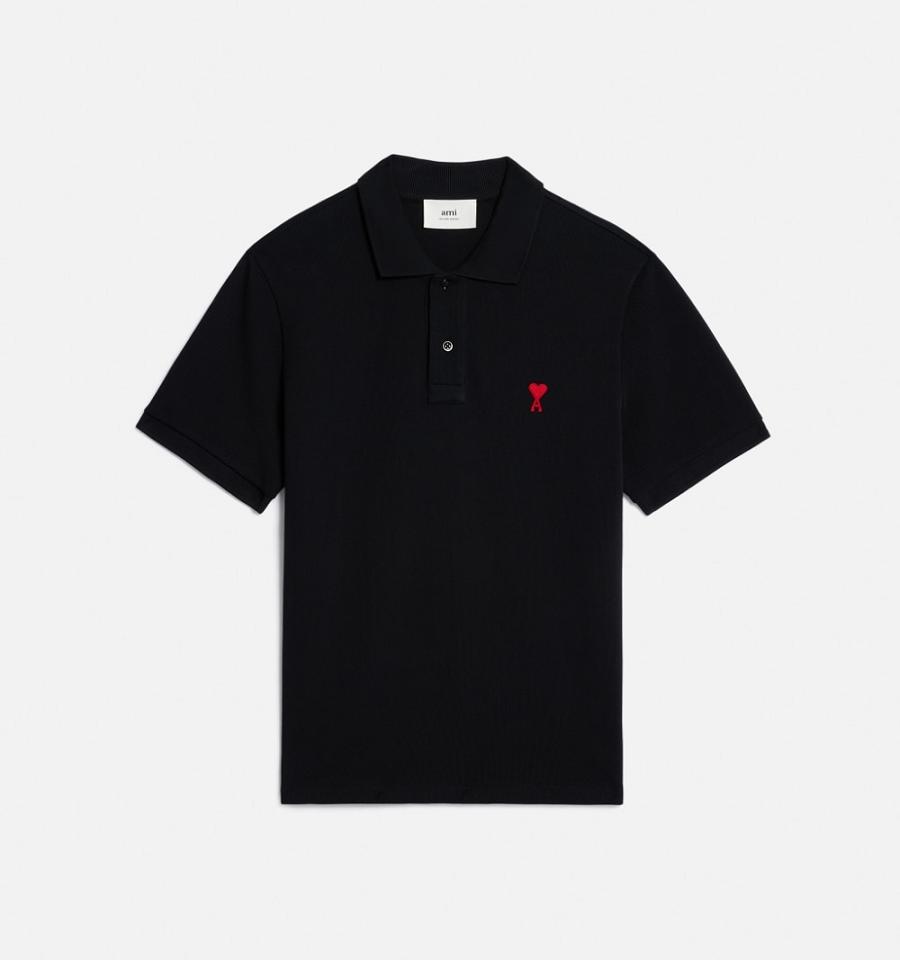 Ami Paris Ami de Coeur Polo Polo Shirts Black | ami_US320