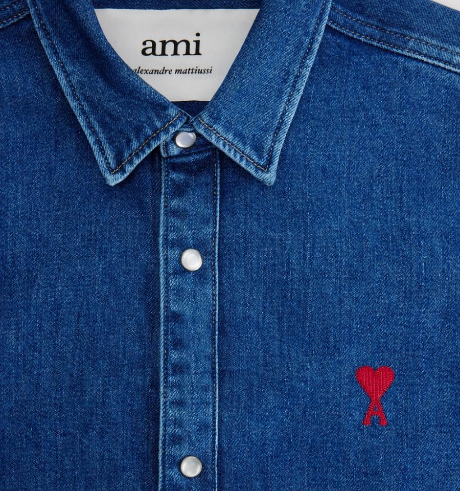 Ami Paris Ami de Coeur Shirts Blue | ami_US575