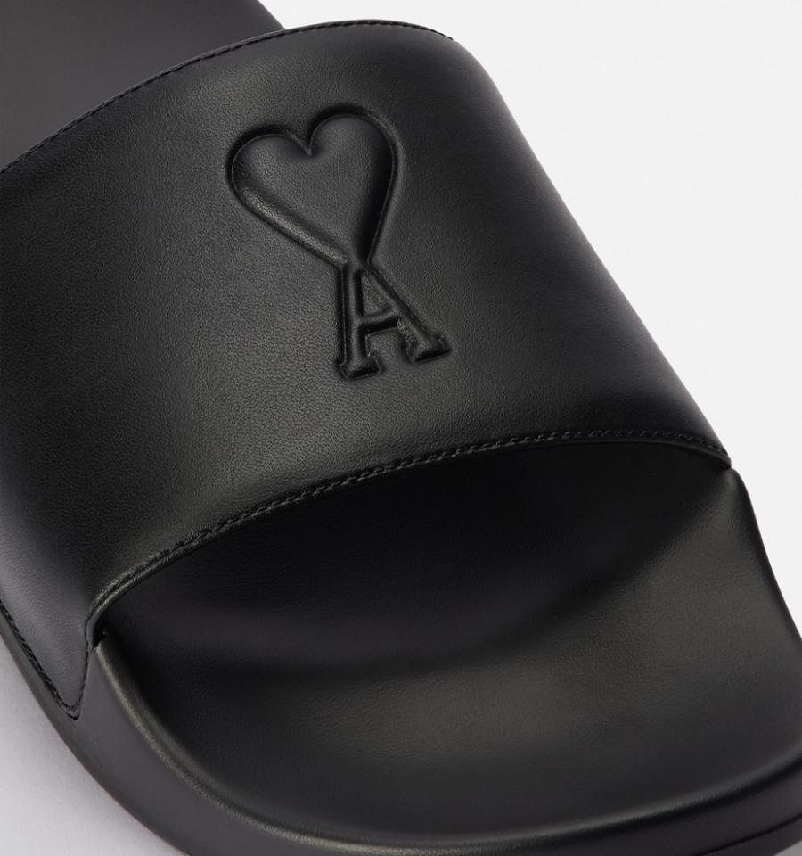 Ami Paris Ami de Coeur Slides Black | ami_US368