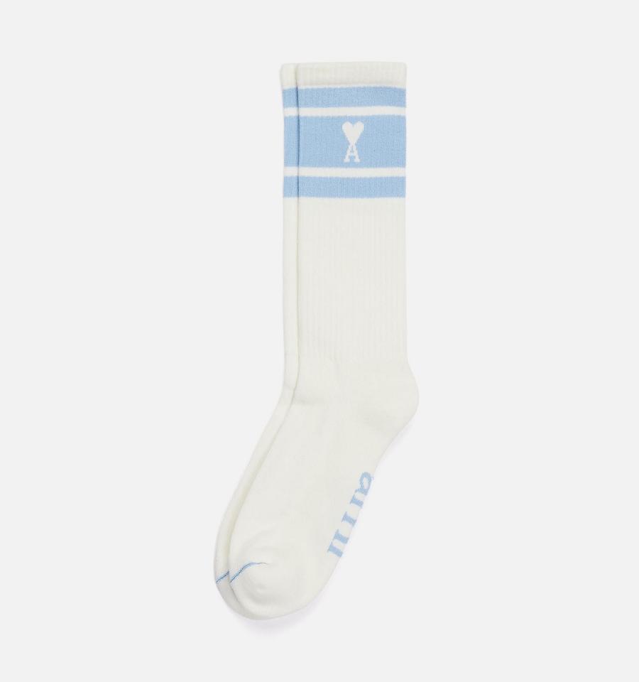 Ami Paris Ami de Coeur Striped Socks Blue | ami_US516