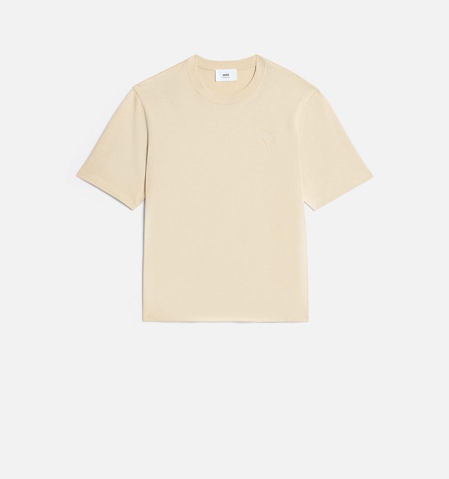 Ami Paris Ami de Coeur T Shirts Beige | ami_US186