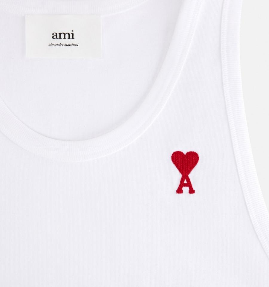 Ami Paris Ami de Coeur Tanks White | ami_US322