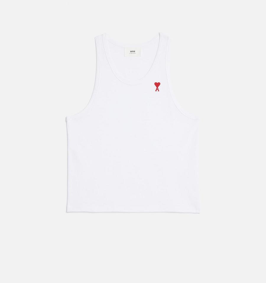 Ami Paris Ami de Coeur Tanks White | ami_US602